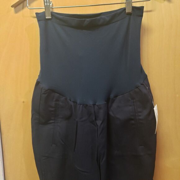 NWT A Pea in the Pod Navy Blue Secret Fit Belly Stretch Straight Leg Pants Sz SM - Picture 2 of 4
